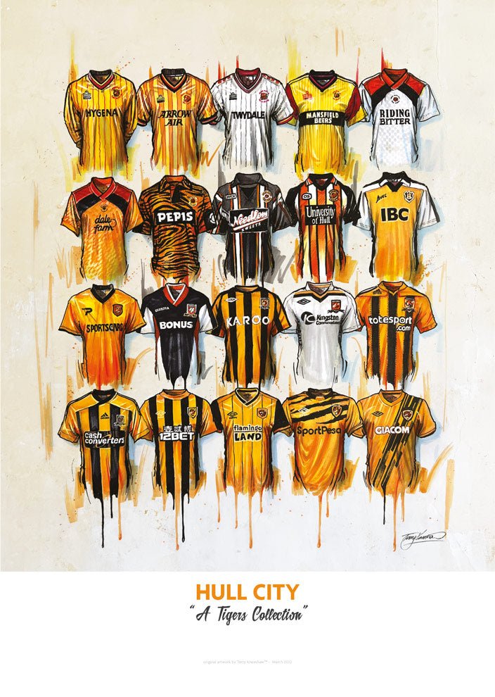 Hull City Shirts Football Art Print Or Canvas Hull Wall Art Terry Kneeshaw Terry Kneeshaw Art