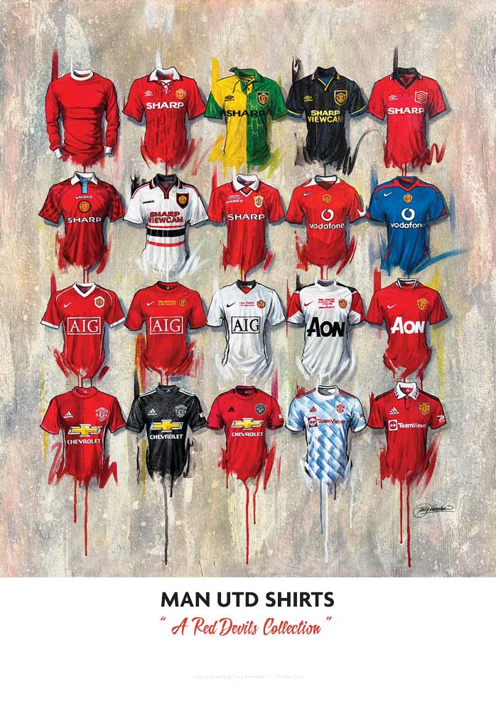 Manchester United FC Shirts Football Art Print Terry Kneeshaw