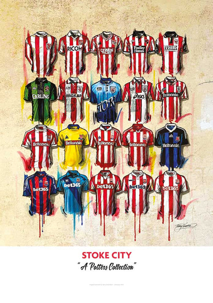 Stoke City FC Shirts - A2 Signed Limited Edition Prints