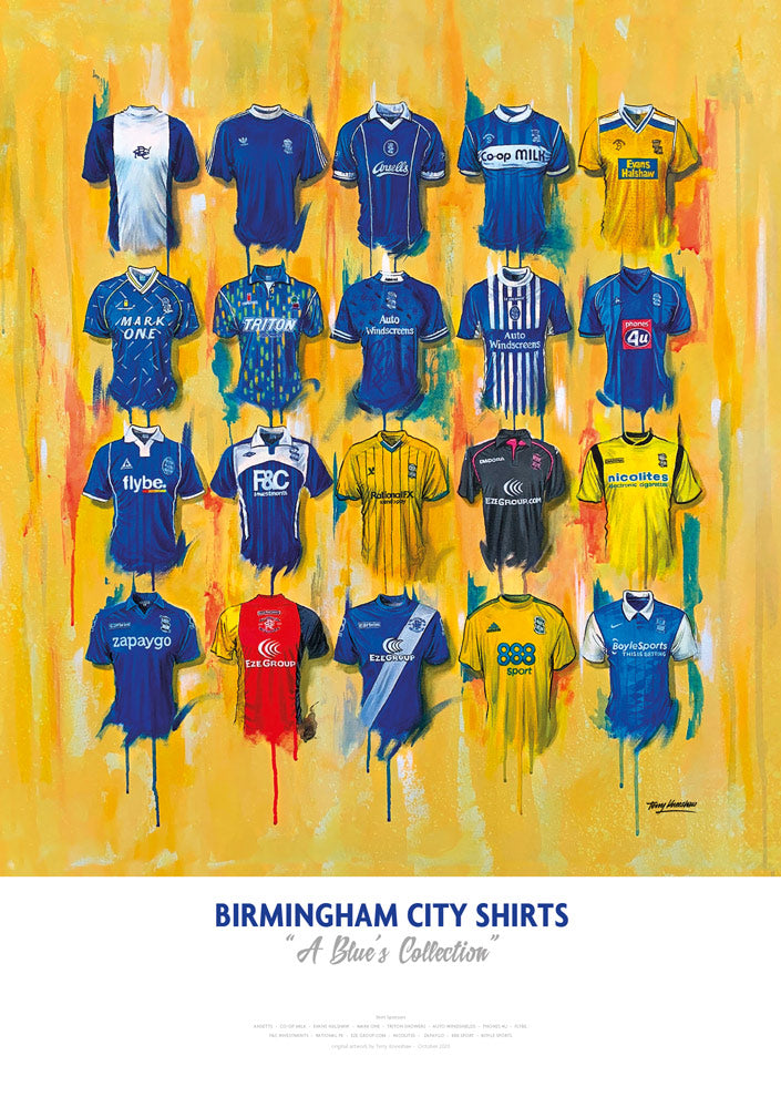 Birmingham City FC Shirts - A2 Signed Limited Edition Prints