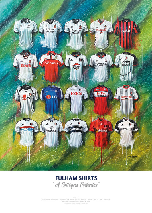 Fulham FC Shirts - A2 Signed Limited Edition Print
