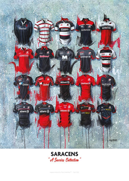Saracens FC Shirts - A2 Signed Limited Edition Prints