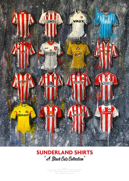 Sunderland FC Shirts - A2 Signed Limited Edition Prints