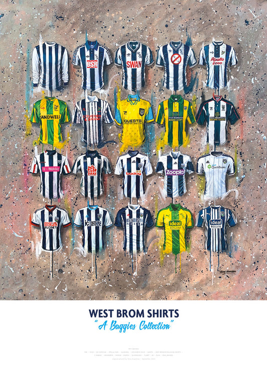 West Brom FC Shirts - A2 Signed Limited Edition Prints