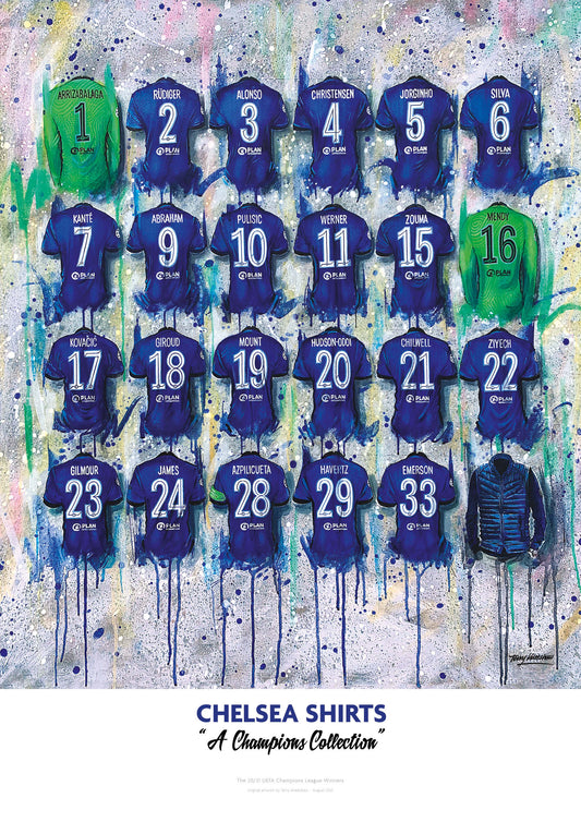 Chelsea Champions Shirts - A2 Signed Limited Edition Print