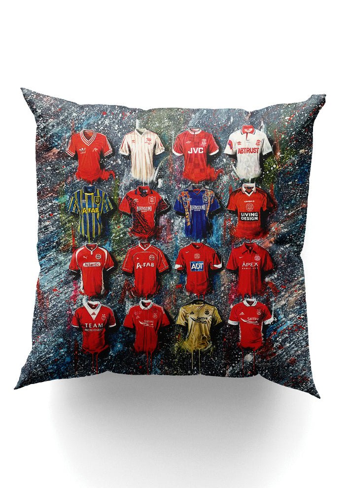 Aberdeen Shirts - A Dons Collection Cushion - Terry Kneeshaw Art