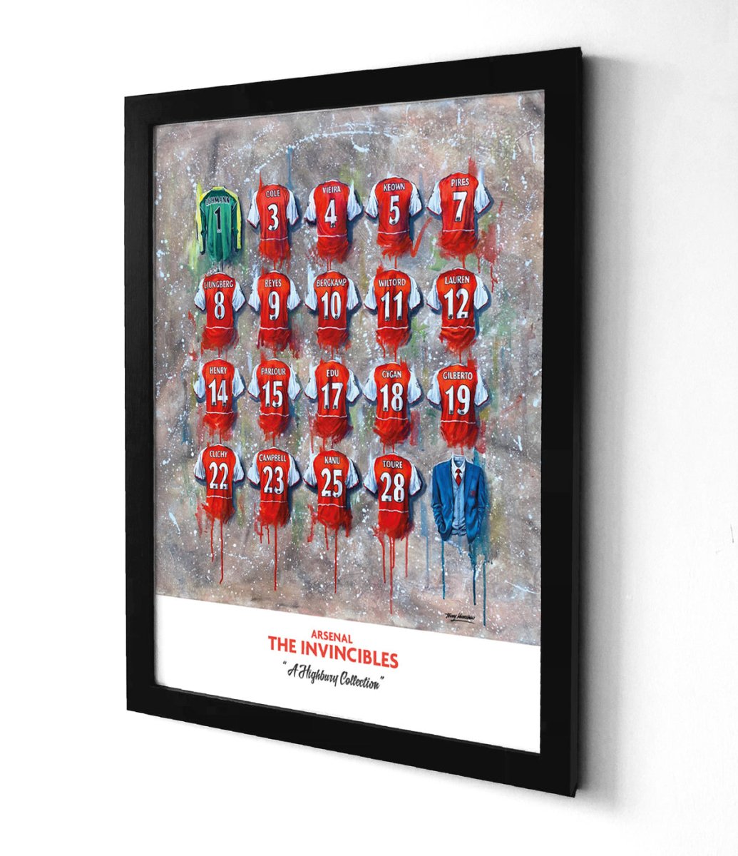 Arsenal 'Invincibles' Shirts - A2 Signed Limited Edition Personalised Prints - Terry Kneeshaw Art