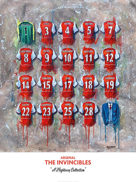 Arsenal 'Invincibles' Shirts - A2 Signed Limited Edition Prints - Terry Kneeshaw Art