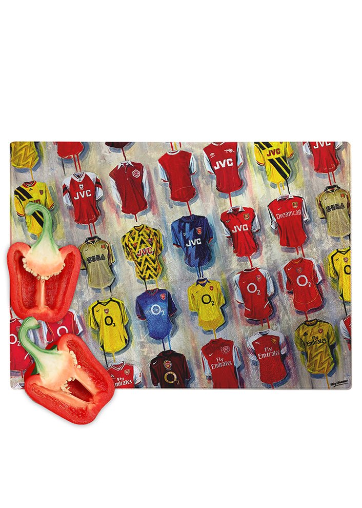 Arsenal Shirts - A Gunner's Collection Chopping Board - Terry Kneeshaw Art