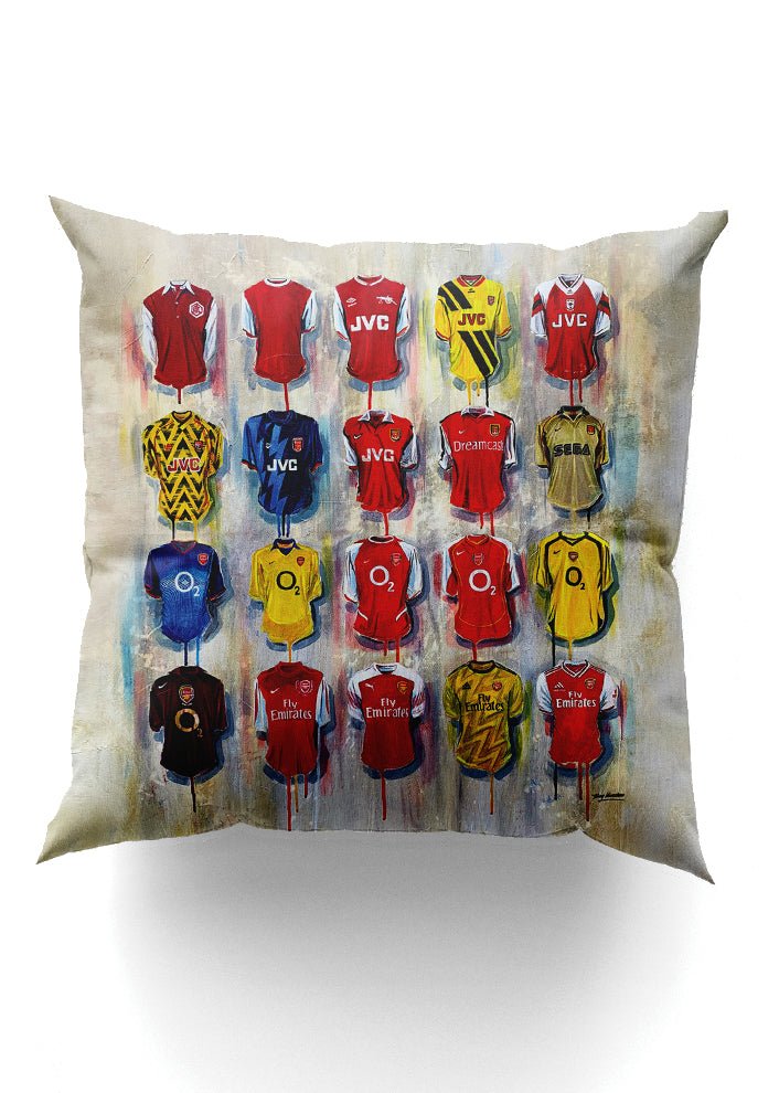 Arsenal Shirts - A Gunner's Collection Cushion - Terry Kneeshaw Art