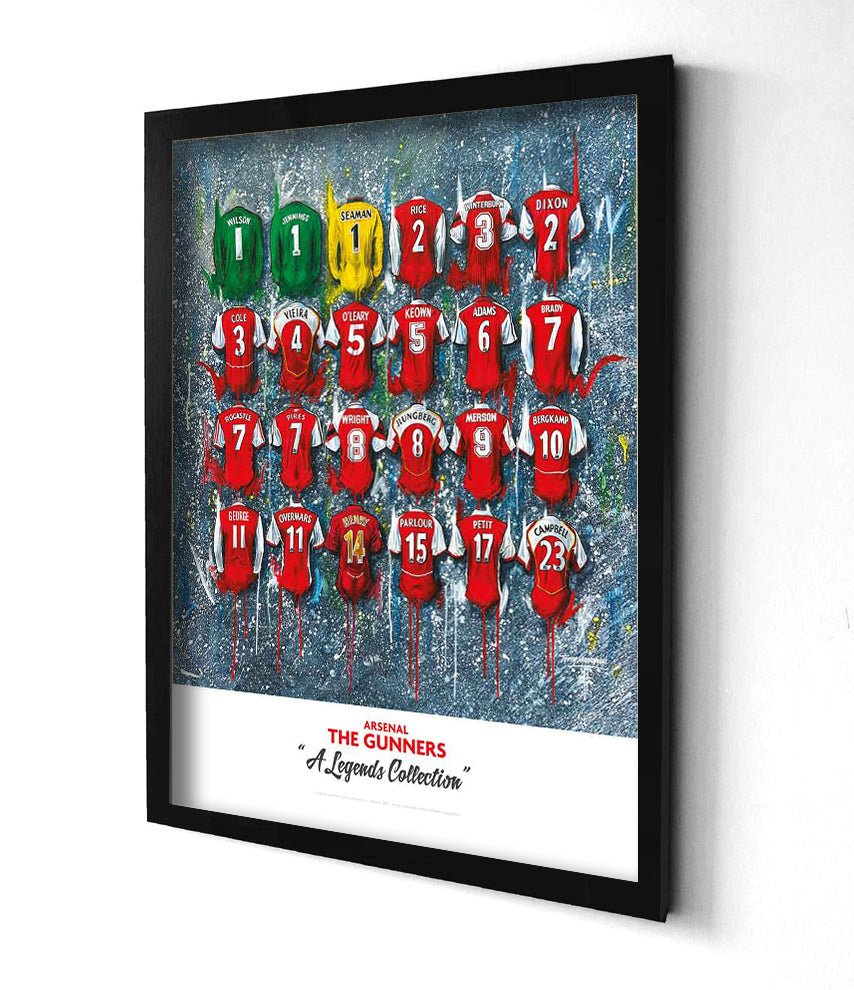 Arsenal 'The Legends' Shirts - A2 Signed Limited Edition Personalised Prints - Terry Kneeshaw Art