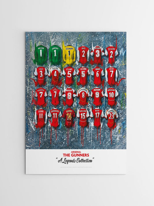 Arsenal 'The Legends' Shirts - A2 Signed Limited Edition Personalised Prints - Terry Kneeshaw Art