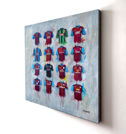 Aston Villa Shirts 20x20 Canvas - Terry Kneeshaw Art