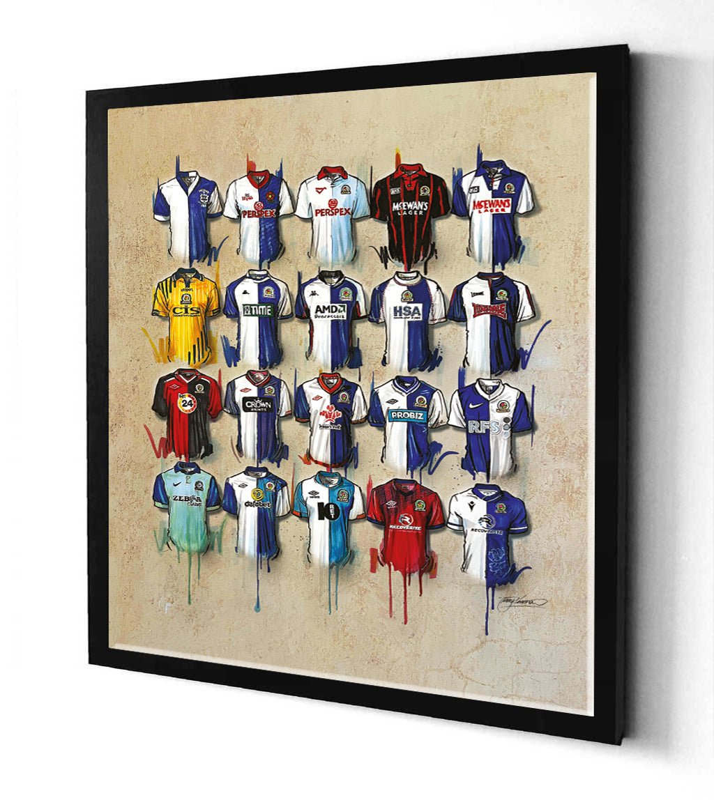 Blackburn Rovers FC Shirts 20x20 Canvas - Terry Kneeshaw Art