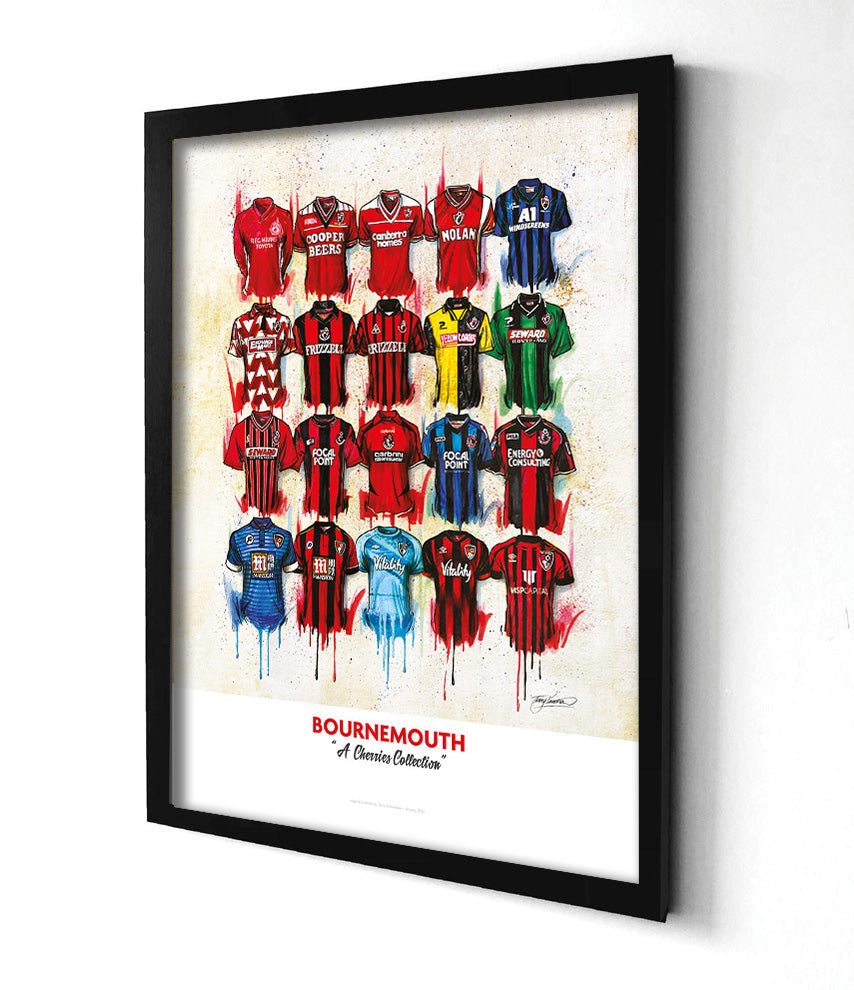 Bournemouth Shirts - A2 Signed Limited Edition Personalised Prints - Terry Kneeshaw Art