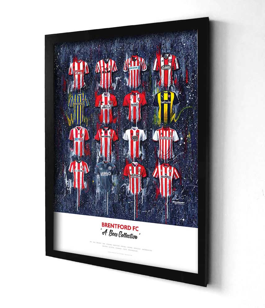 Brentford FC Shirts - A2 Signed Limited Edition Personalised Prints - Terry Kneeshaw Art