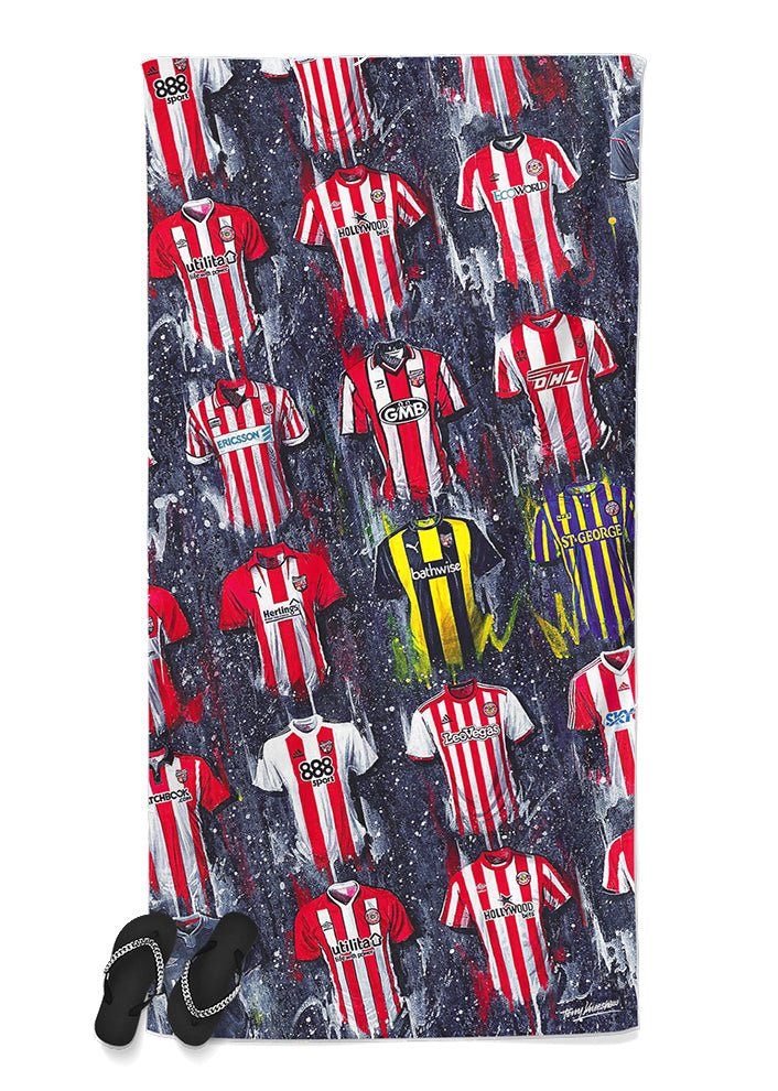 Brentford Shirts - A Bees Collection Beach Towel - Terry Kneeshaw Art