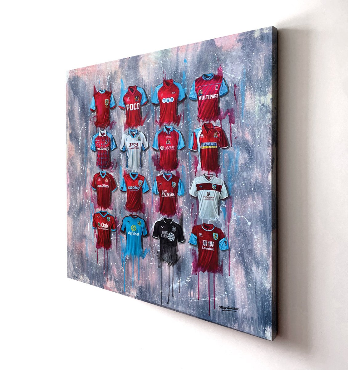 Burnley FC Shirts 20x20 Canvas - Terry Kneeshaw Art