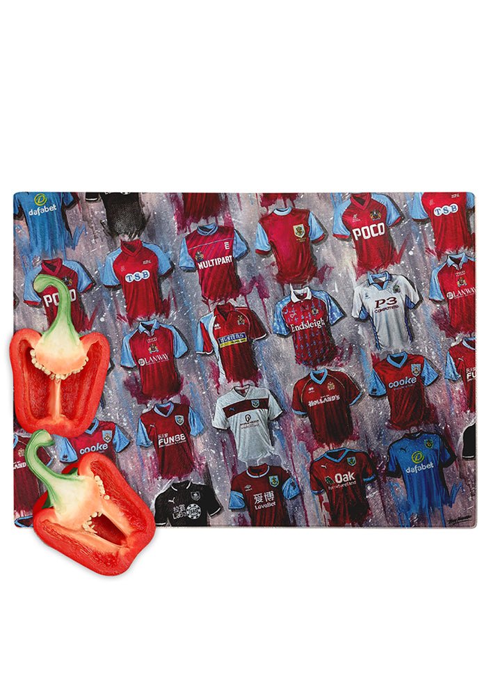 Burnley FC Shirts - A Claret's Collection Chopping Board - Terry Kneeshaw Art