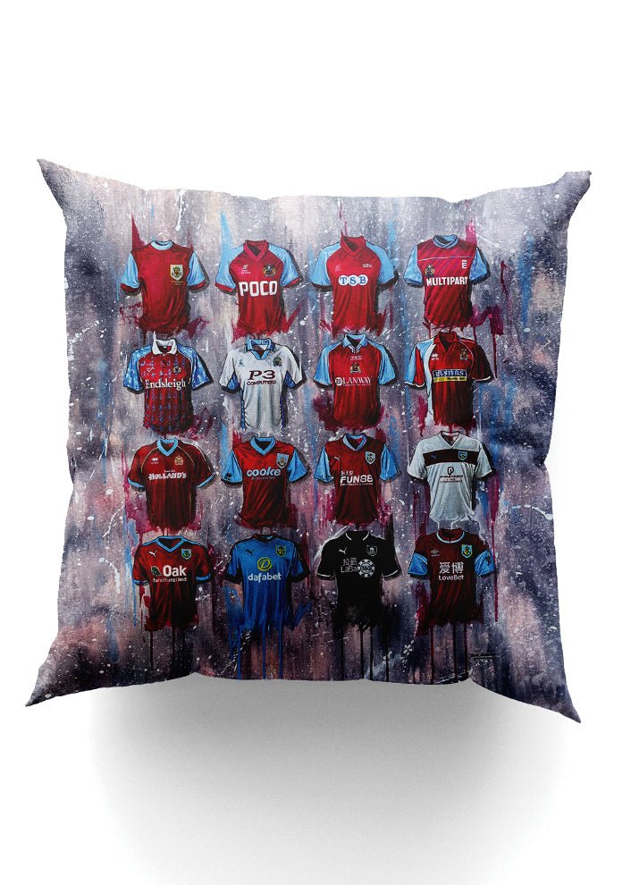 Burnley FC Shirts - A Clarets Collection Cushion - Terry Kneeshaw Art