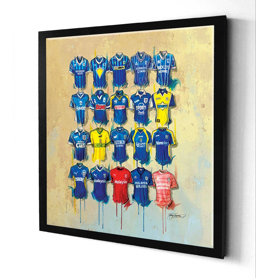 Cardiff City FC Shirts 20x20 Canvas - Terry Kneeshaw Art