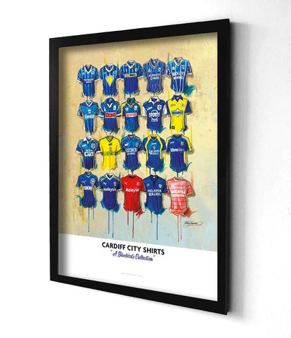 Cardiff City FC Shirts - A2 Signed Limited Edition Personalised Prints - Terry Kneeshaw Art