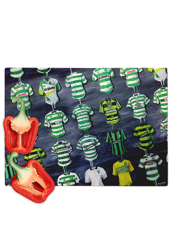 Celtic FC Shirts - A Hoop's Collection Chopping Board - Terry Kneeshaw Art