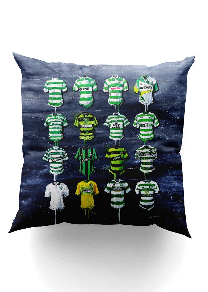 Celtic Shirts - A Hoops Collection Cushion - Terry Kneeshaw Art