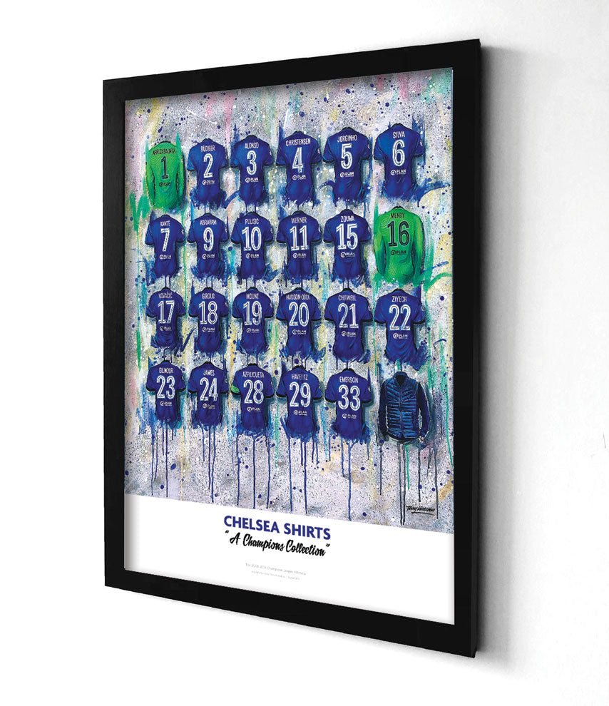 Chelsea Champions Shirts - A2 Signed Limited Edition Personalised Prints - Terry Kneeshaw Art