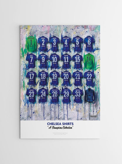 Chelsea Champions Shirts - A2 Signed Limited Edition Personalised Prints - Terry Kneeshaw Art