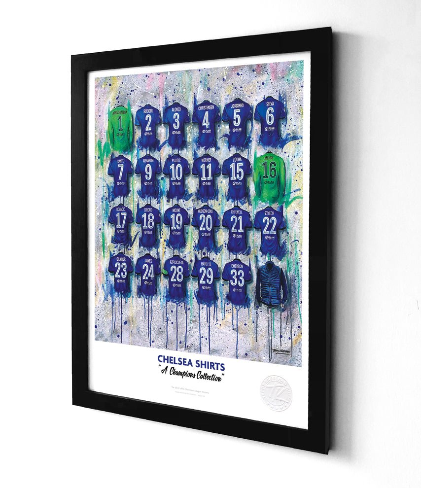 Chelsea Shirts Champions A3 - Terry Kneeshaw Art