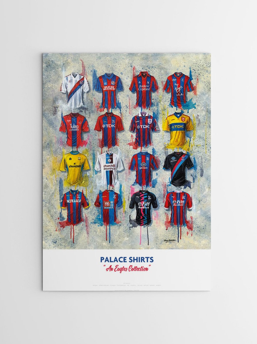 Crystal Palace FC Shirts - A2 Signed Limited Edition Personalised Prints - Terry Kneeshaw Art