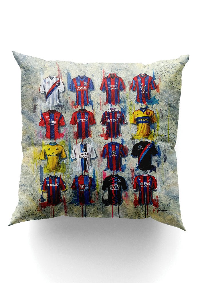 Crystal Palace Shirts - An Eagles Collection Cushion - Terry Kneeshaw Art