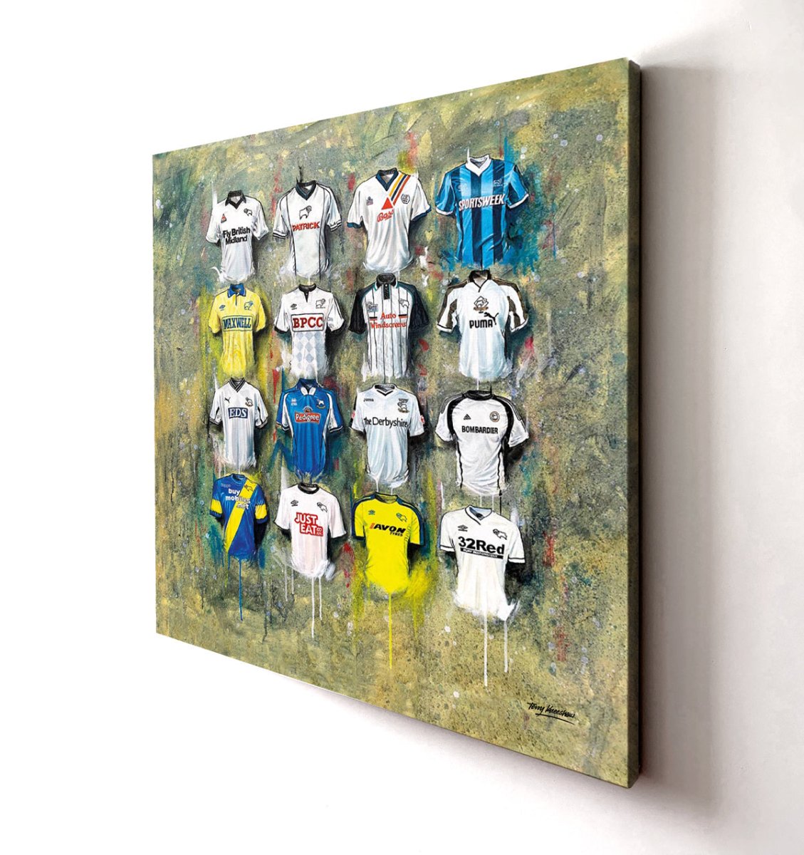 Derby County FC Shirts 20x20 Canvas - Terry Kneeshaw Art