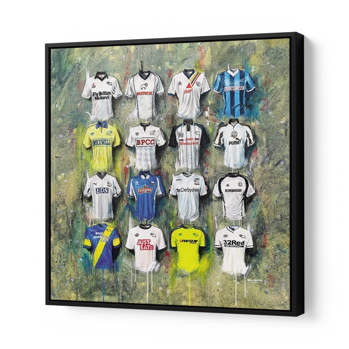 Derby County FC Shirts 40x40 Canvas - Terry Kneeshaw Art