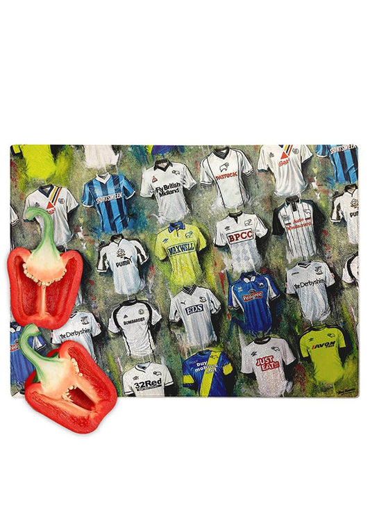 Derby County FC Shirts - A Ram's Collection Chopping Board - Terry Kneeshaw Art