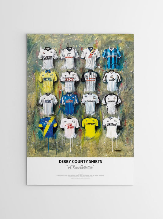 Derby County FC Shirts - A2 Signed Limited Edition Personalised Prints - Terry Kneeshaw Art