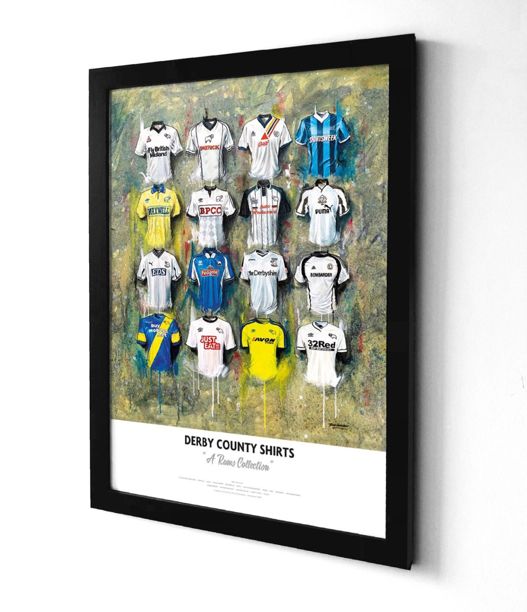 Derby County FC Shirts - A2 Signed Limited Edition Prints - Terry Kneeshaw Art