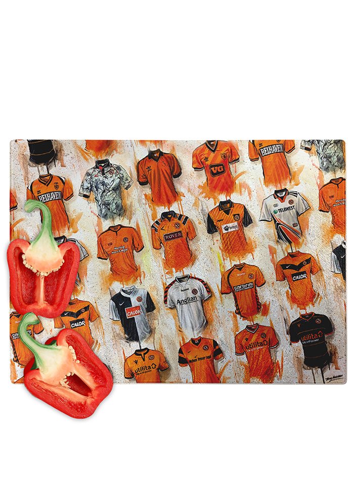 Dundee United FC Shirts - A Terror's Collection Chopping Board - Terry Kneeshaw Art