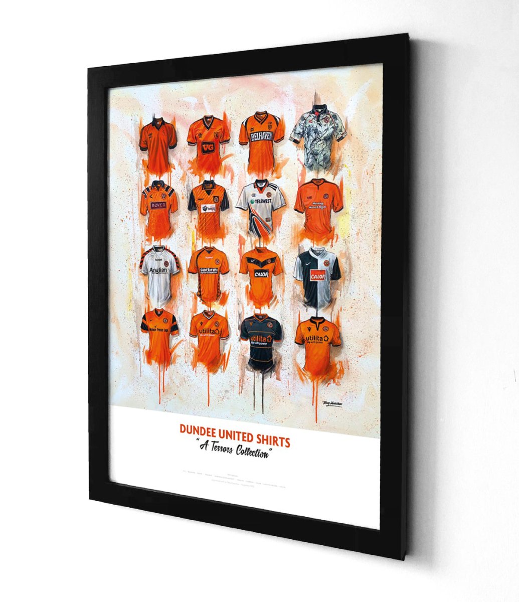 Dundee United FC Shirts - A2 Signed Limited Edition Personalised Prints - Terry Kneeshaw Art