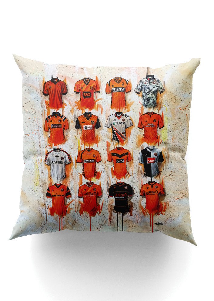 Dundee United Shirts - A Terrors Collection Cushion - Terry Kneeshaw Art