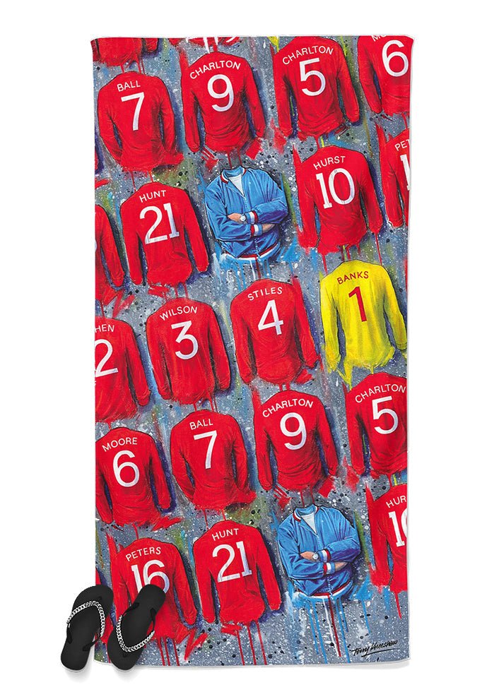 England 1966 Shirts - A World Cup Winner's Collection Beach Towel - Terry Kneeshaw Art