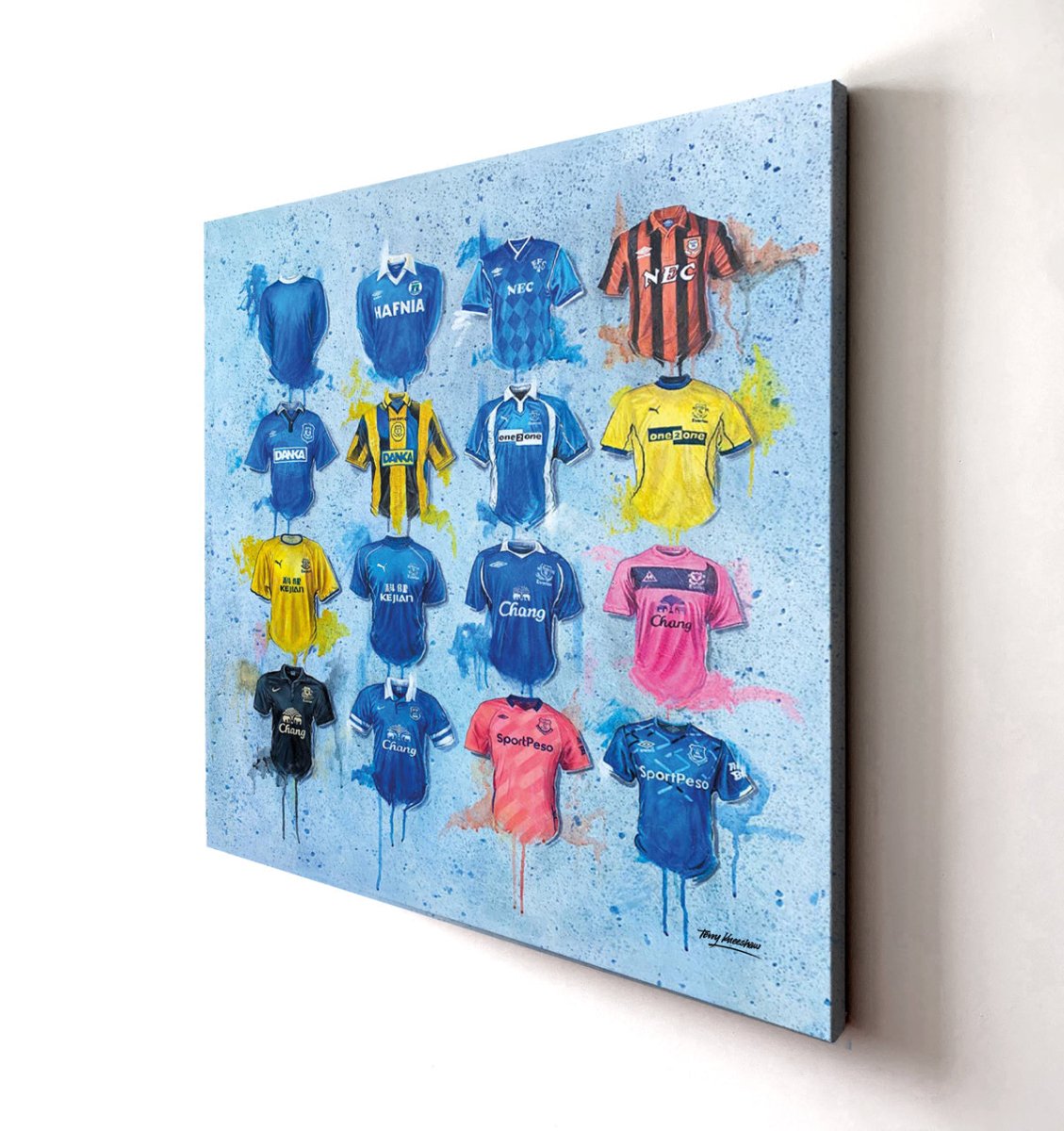 Everton FC Shirts 30x30 Canvas - Terry Kneeshaw Art