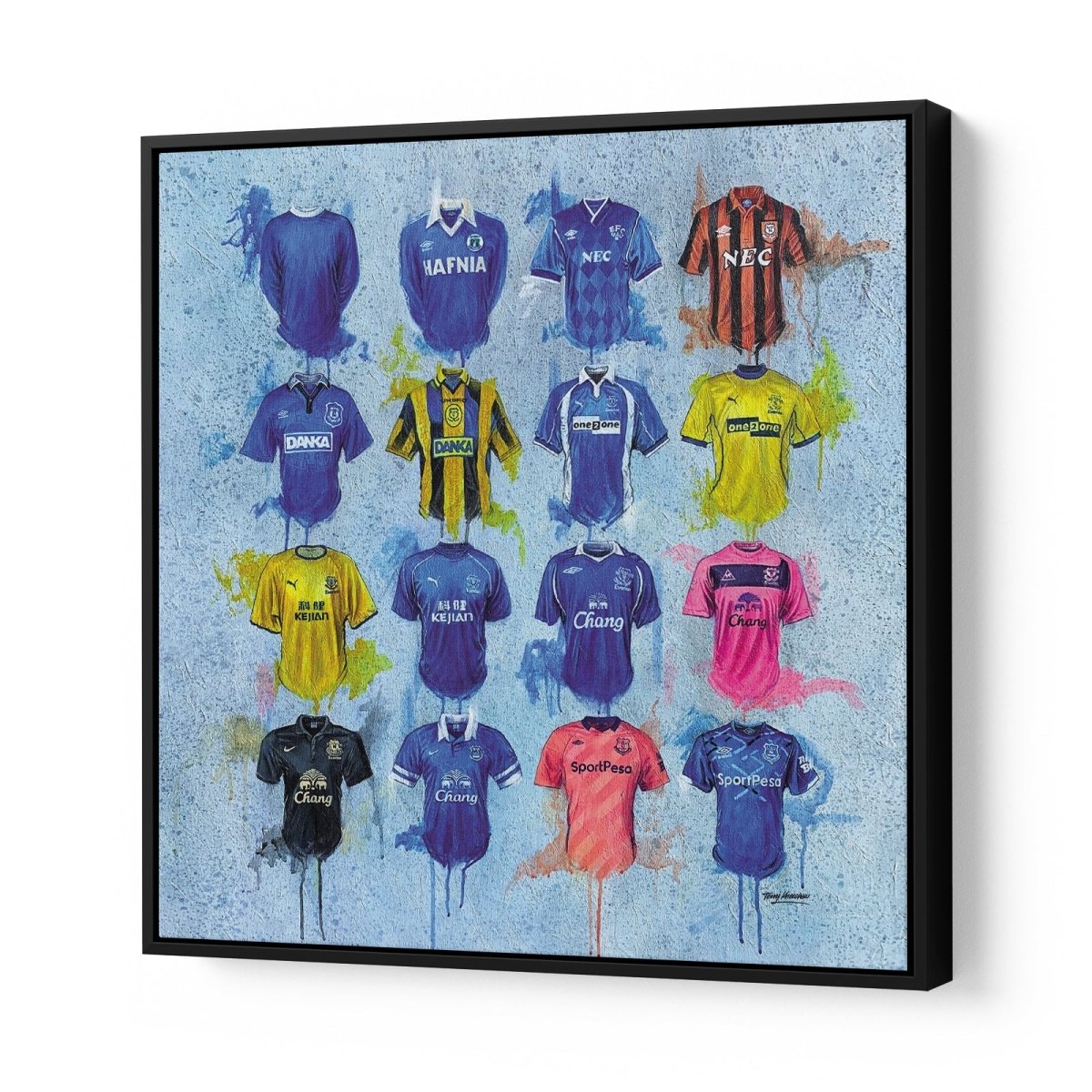 Everton FC Shirts 30x30 Canvas - Terry Kneeshaw Art