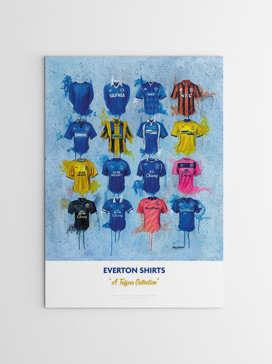 Everton FC Shirts - A2 Signed Limited Edition Personalised Prints - Terry Kneeshaw Art