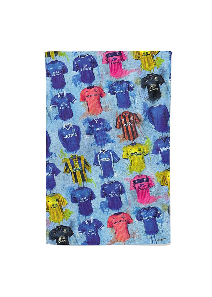 Everton Shirts - A Toffee's Collection Tea Towel - Terry Kneeshaw Art