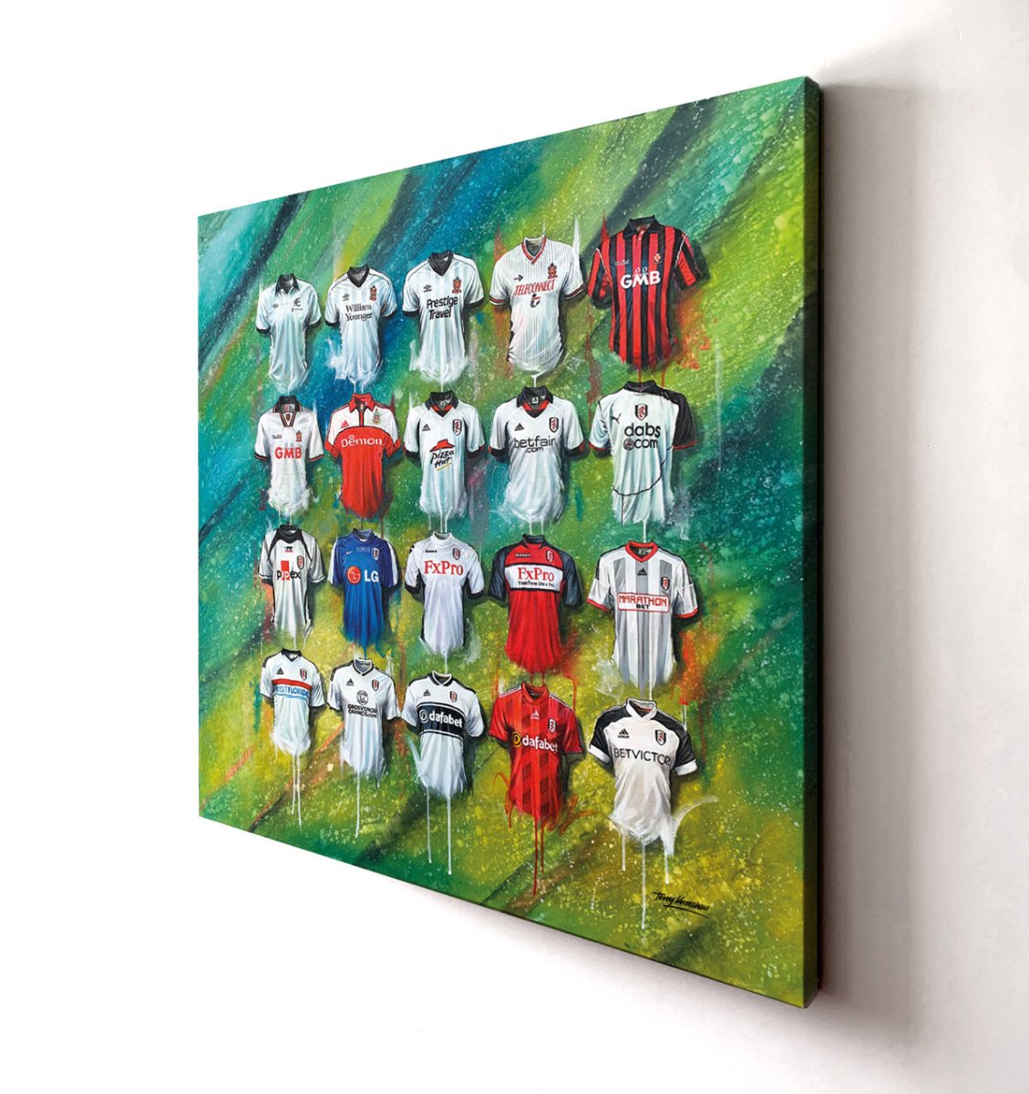 Fulham FC Shirts 20x20 Canvas - Terry Kneeshaw Art