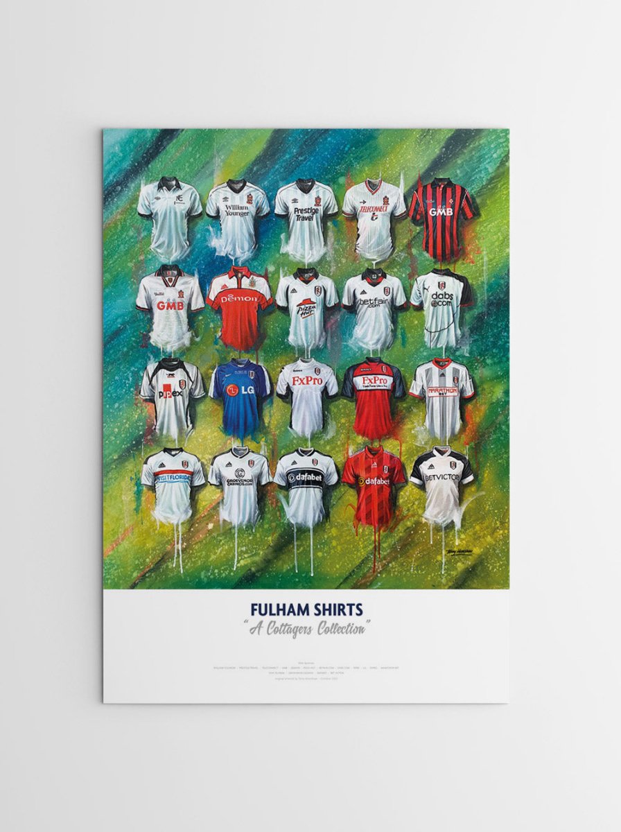 Fulham FC Shirts - A2 Signed Limited Edition Personalised Print - Terry Kneeshaw Art