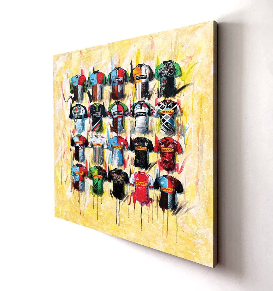 Harlequins Shirts 20x20 Canvas - Terry Kneeshaw Art