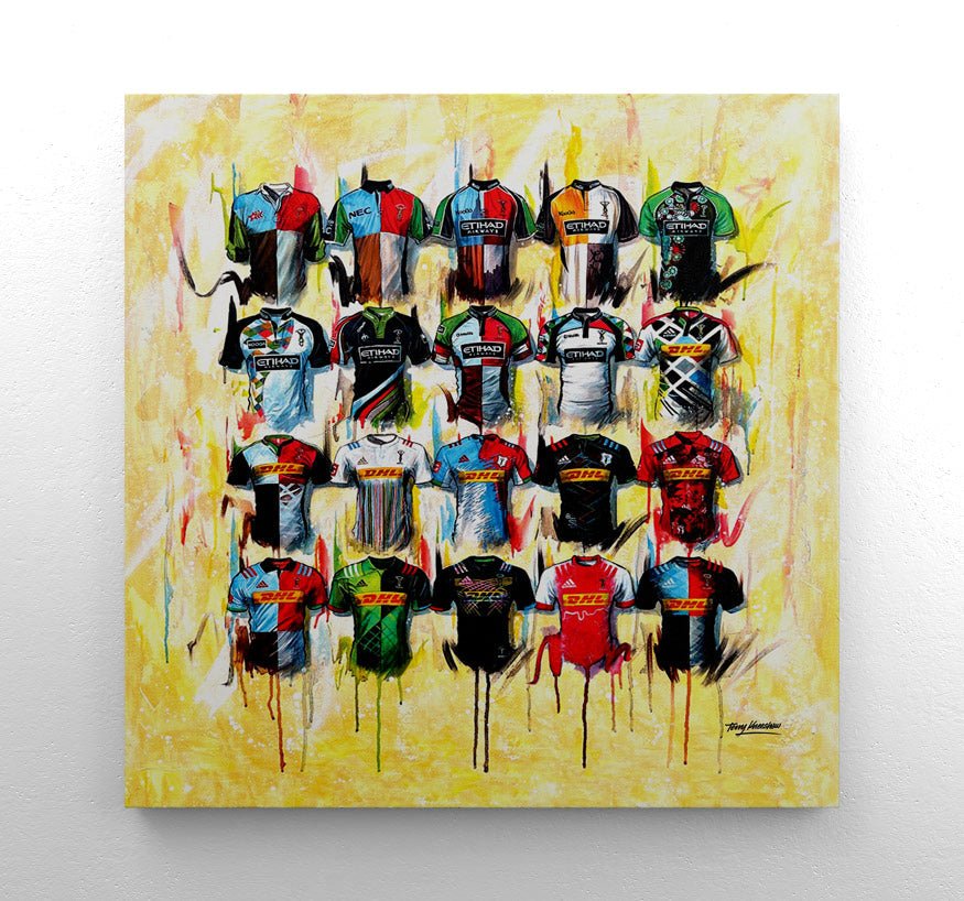 Harlequins Shirts 20x20 Canvas - Terry Kneeshaw Art